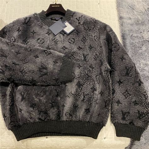 louis vuitton monogram shearling crew neck